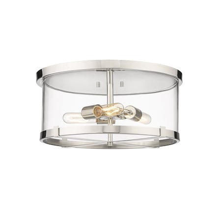 Z-Lite Callista 3 Light Flush Mount, Polished Nickel & Clear 3032F-PN